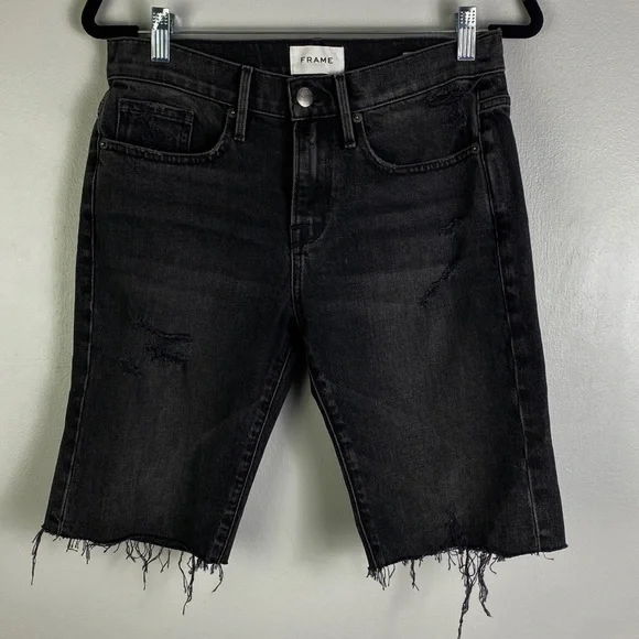 NEW FRAME BLACK DISTRESSED CUT-OFF SHORTS - Picture 2 of 6